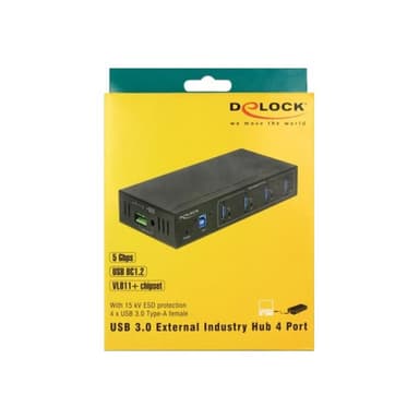 DELOCK Externer Industrie Hub 4 x USB 3.0 Typ-A