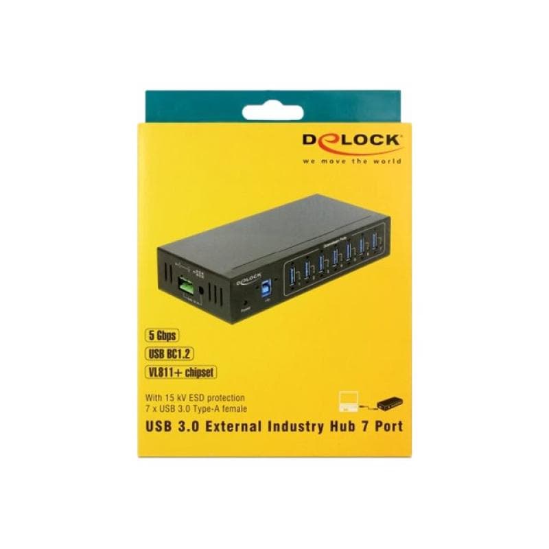 DELOCK Externer Industrie Hub 7 x USB 3.0 Typ-A