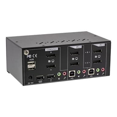 INLINE KVM Desktop Switch, 2-fach, Dual-Monitor DisplayPort 1.2, 4K, USB 2.0, Audio