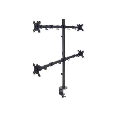MANHATTAN - Tischhalterung für 4 LCD-Anzeigen - Stahl - Schwarz - Bildschirmgröße: 33-81,3cm