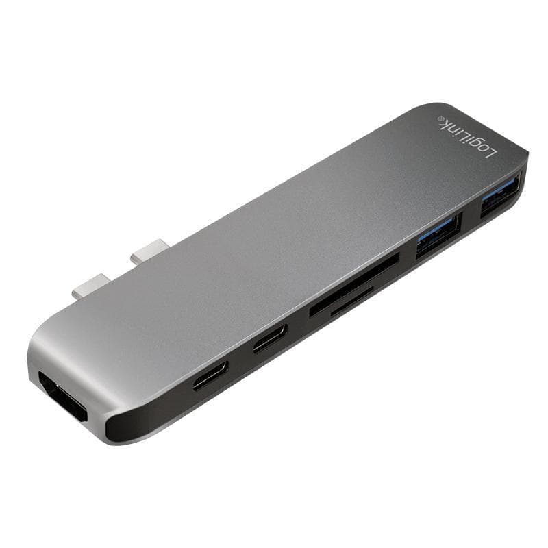 LOGILINK Dual USB-C Multifunktion HUB, Aluminium grau