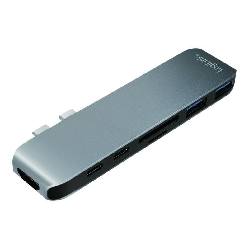 LOGILINK Dual USB-C Multifunktion HUB, Aluminium grau