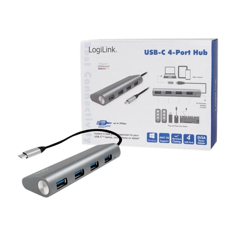LOGILINK USB 3.1 HUB 4-port Type-C Aluminium grau