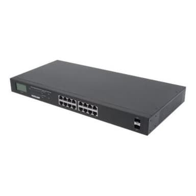 INTELLINET Switch 16-Port Gigabit PoE+ LCD-Anzeige 19″ 2xSFP