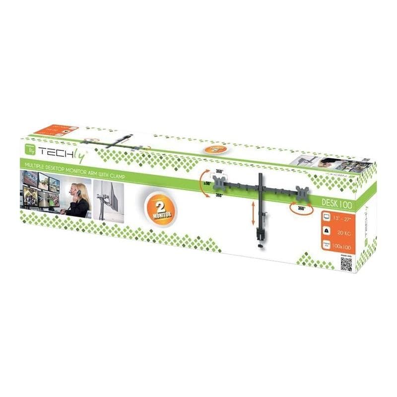 TECHLY Schreibtischhalterung f. 2LCD 13″-27″ Klemme waagere.