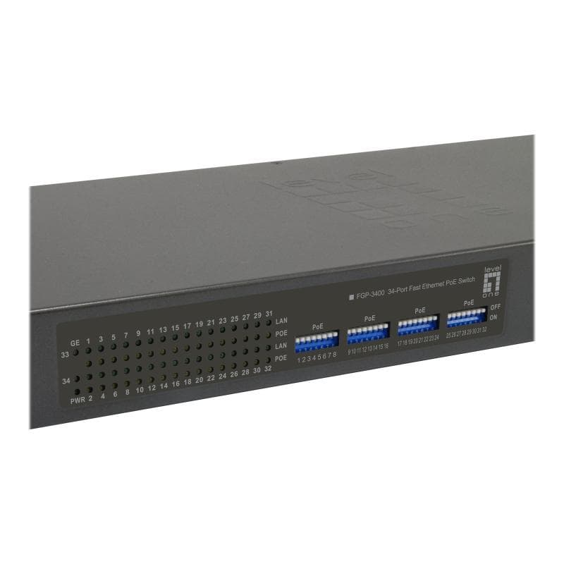 LEVEL ONE LevelOne Switch 34x FE FGP-3400W630 2xGE     19″ 630W 32xPoE