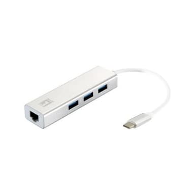 LEVEL ONE LevelOne USB-C   4-Port USB3.0(3x)+ Gbit(1x) LAN Port silber