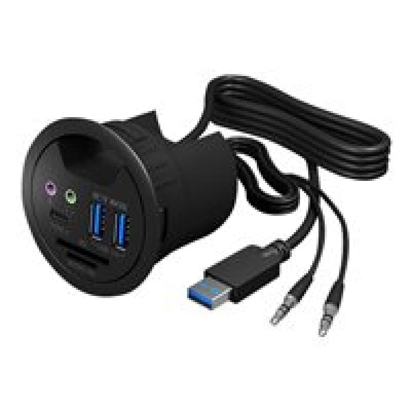 RAIDSONIC ICY BOX IB-Hub1404a Tisch Hub mit 2 Kartenlesern unterstuetzt Ladefunktion mit Audio Buchs