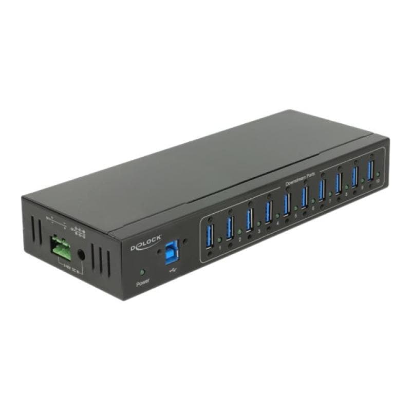 DELOCK Externer Industrie Hub 10 x USB 3.0 Typ-A mit 20 kV ESD Schutz Delock