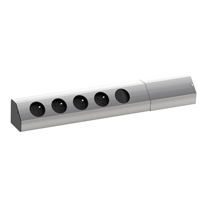 BACHMANN 923.011 Steckdosenleiste ohne Schalter Aluminium, Schwarz Schutzkontakt