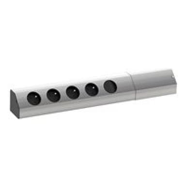 BACHMANN 923.011 Steckdosenleiste ohne Schalter Aluminium, Schwarz Schutzkontakt