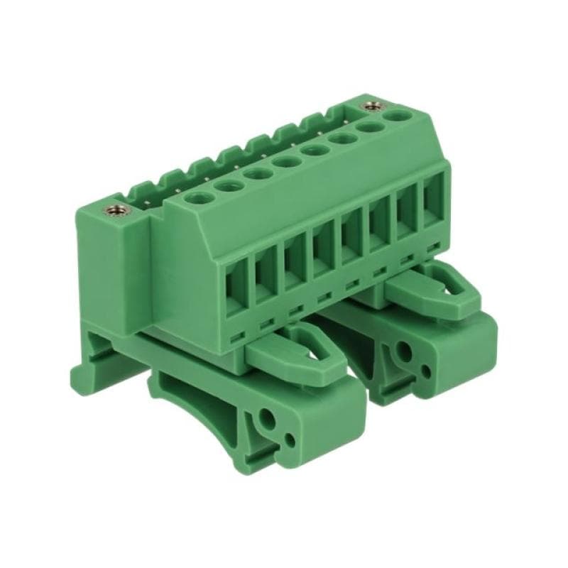 DELOCK Terminalblock Set für Hutschienen 8 Pin mit Schraubverriegelung Delock