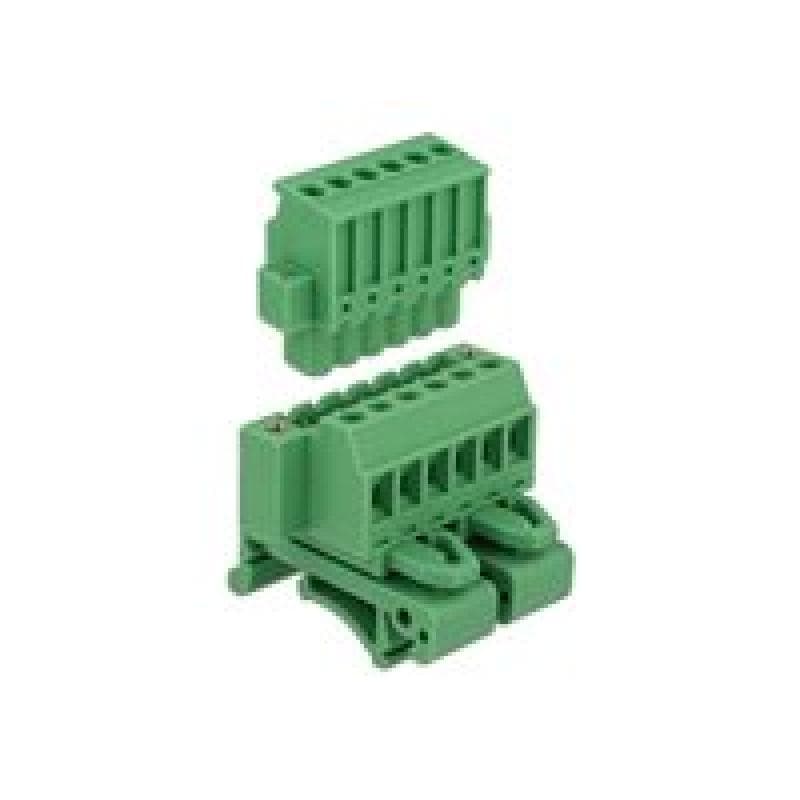 DELOCK Terminalblock Set für Hutschienen 6 Pin mit Schraubverriegelung Delock