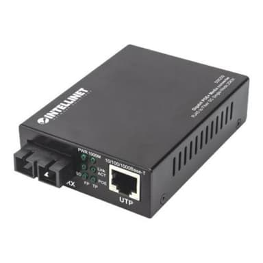 INTELLINET Gigabit PoE + Medienkonverter SC Singlemode 20km