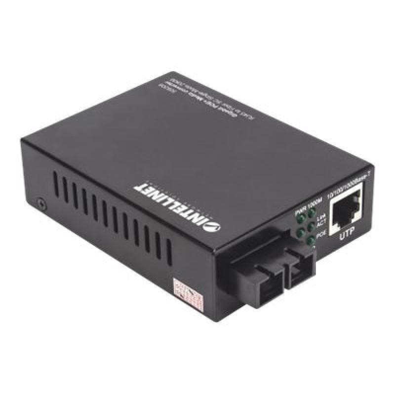INTELLINET Gigabit PoE + Medienkonverter SC Singlemode 20km