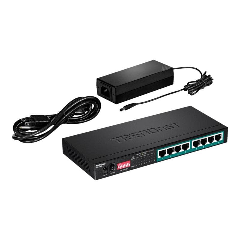 TRENDNET Switch 8-port Gbit PoE+ long range 200m 65W Metal
