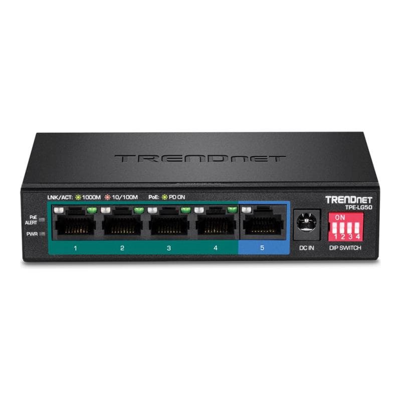 TRENDNET Switch 5-port Gbit PoE+ long range 200m 32W Metall
