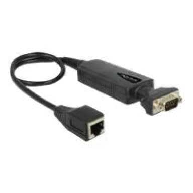 DELOCK Konverter Ethernet LAN RJ45 10/100 Mbps Buchse zu seriell RS-232 DB9 Stecker mit Muttern