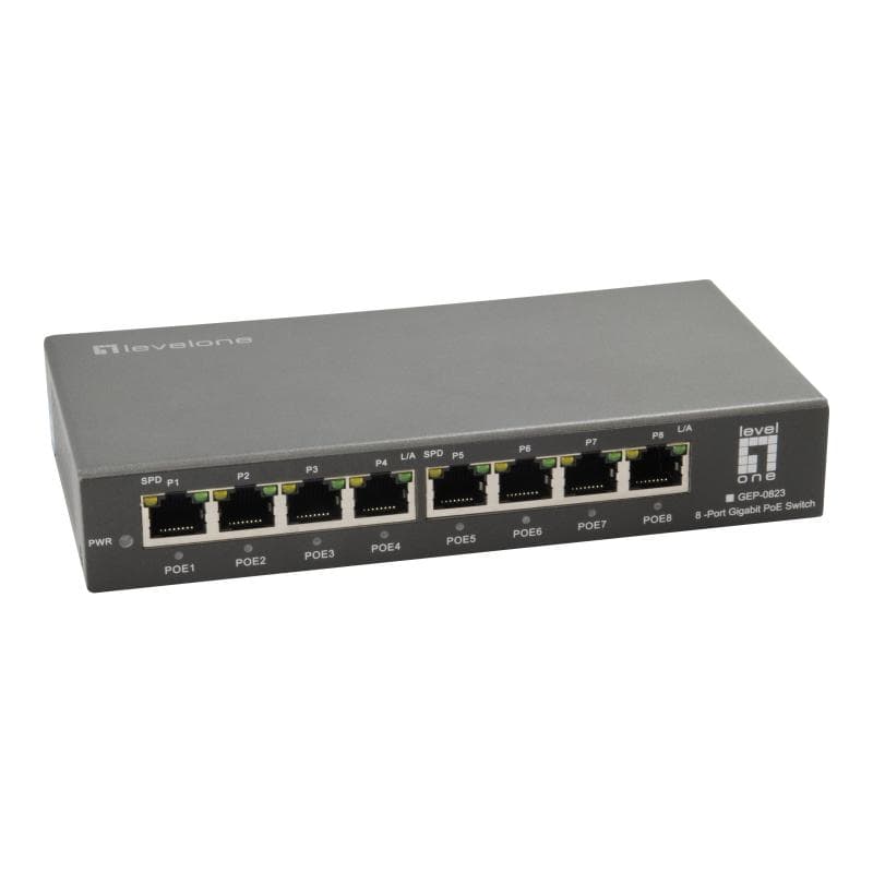 LEVEL ONE GEP-0823 8-Port-Gigabit-PoE-Switch 802 3ataf PoE 120W