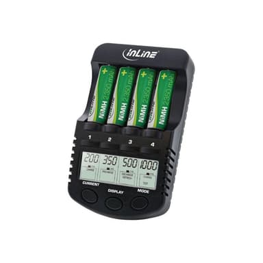 INLINE Premium Schnell-Ladegerät, NiCd+NiMH AA und AAA, bis 1000mA