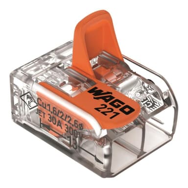 WAGO 2-Leiter-Klemme 2x6 221-612 für alle Leiterarten transparent