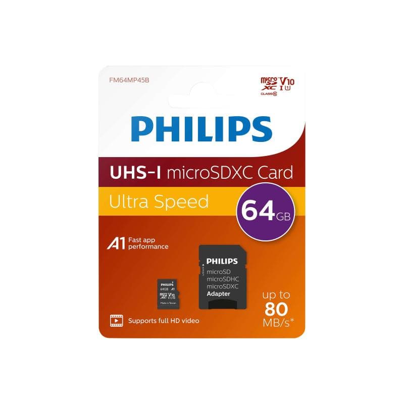 PHILIPS SD Micro SDHC Card  64GB Card Class 10 incl. Adapter