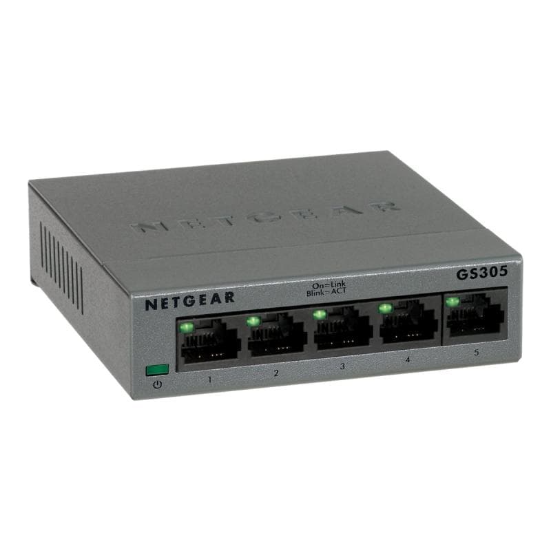 NETGEAR Switch / 5-Port Gigabit unmanaged Switch für SMB Metallgehäuse, Desktop, lüfterlos, Metallpo