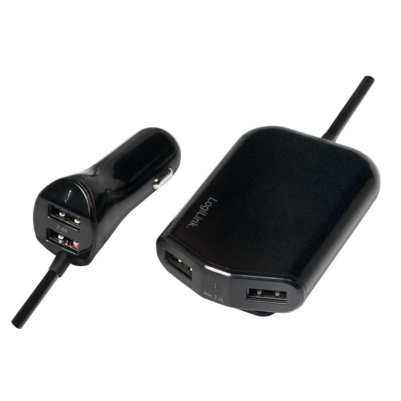 LOGILINK PA0149 USB Kfz Netzteil für Vorder- & Rücksitze 2x2 USB-Port, 2x 12W