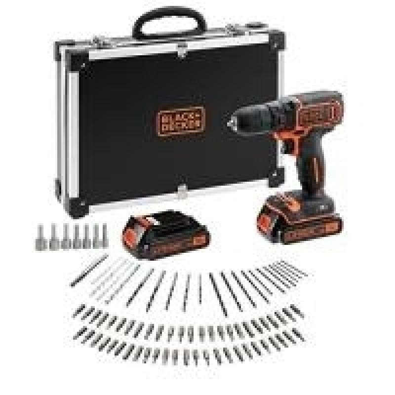 STANLEY BLACK & DECKER Akkuschrauber BDCDC18BAFC Set 18V mit 2x 1.5Ah Li Akkus und 80tlg.Zubehörset
