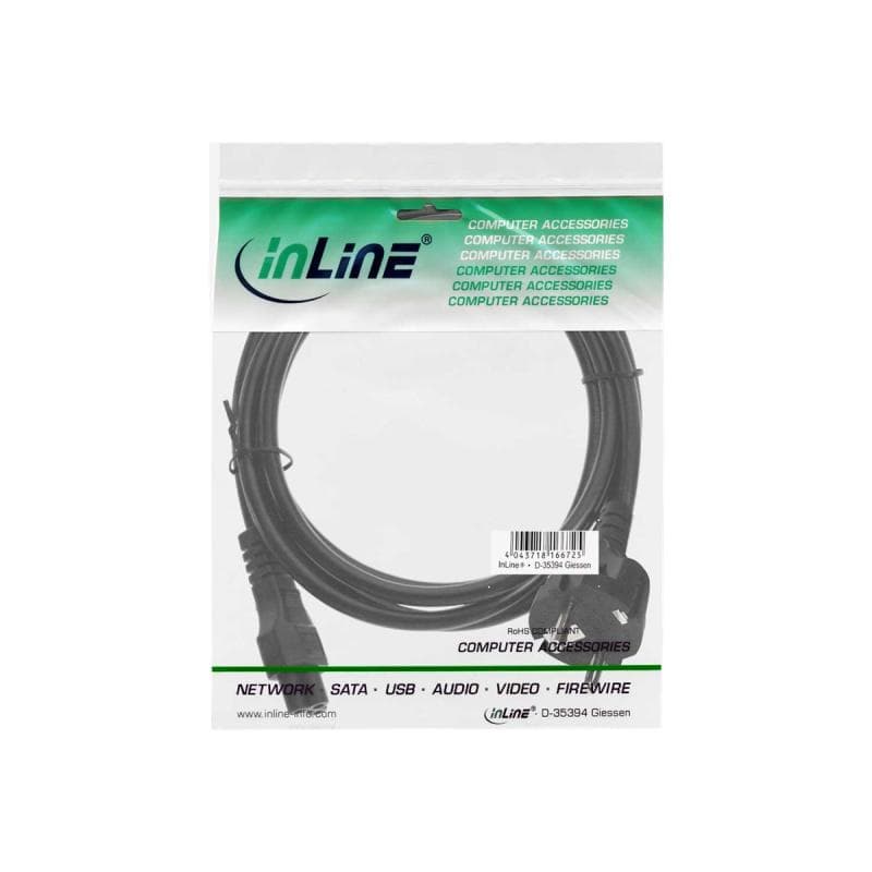 INLINE - Stromkabel - CEE 7/7 (S) bis 3-polig - 30cm - Schwarz (16656T)