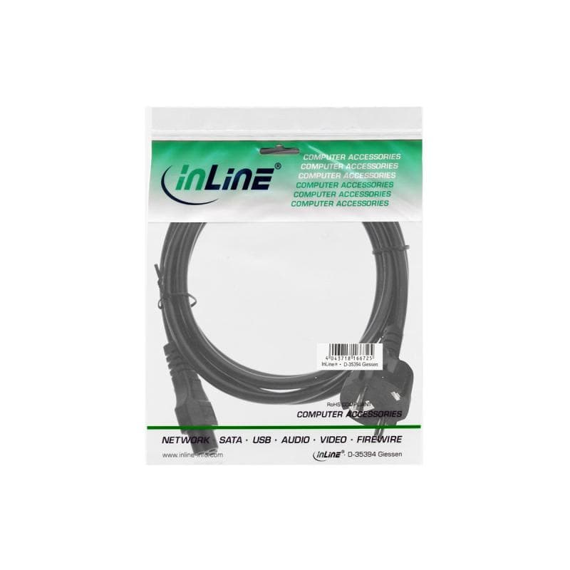INLINE - Stromkabel - CEE 7/7 (S) bis 3-polig - 30cm - Schwarz (16656T)