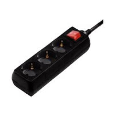 HAMA 3-Way Power Strip with Switch - Steckdosenleiste - 3 Ausgangsstecker - Schwarz - 3 m