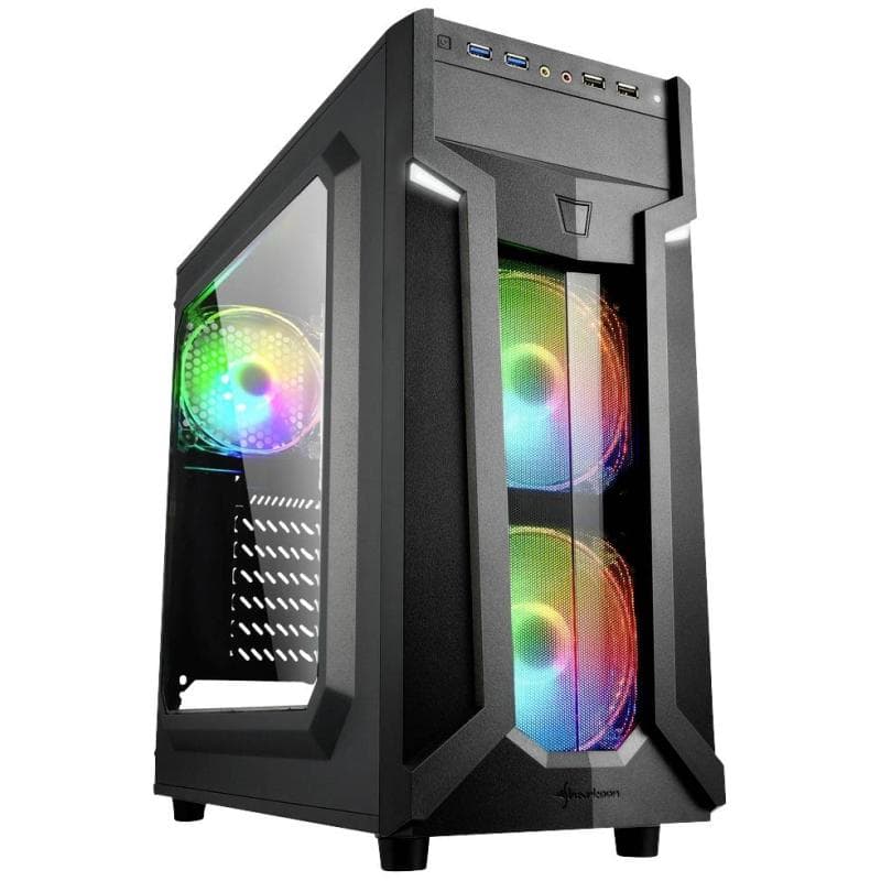 SHARKOON VG6-W RGB Computer-Gehäuse Midi ATX Tower Schwarz (VG6-W RGB)