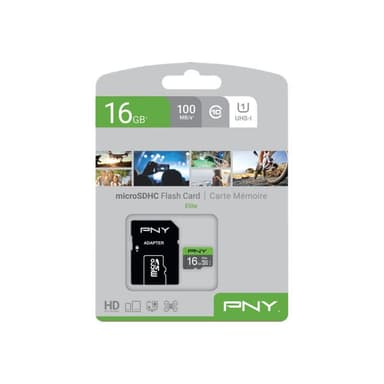PNY Micro SD Card Elite 16 GB HC Class 10  UHS I  U1  SD adapter