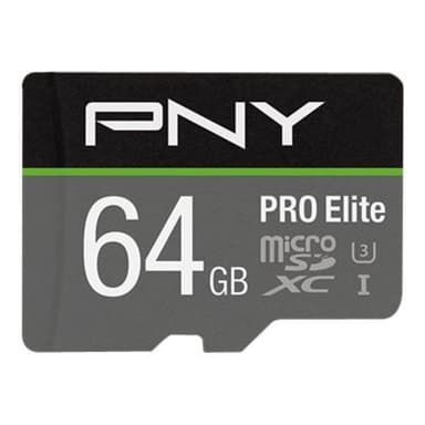 PNY MICRO-SD Card PRO ELITE 64GB Class 10 XC UHS I U3 A1 V30 SD adapter