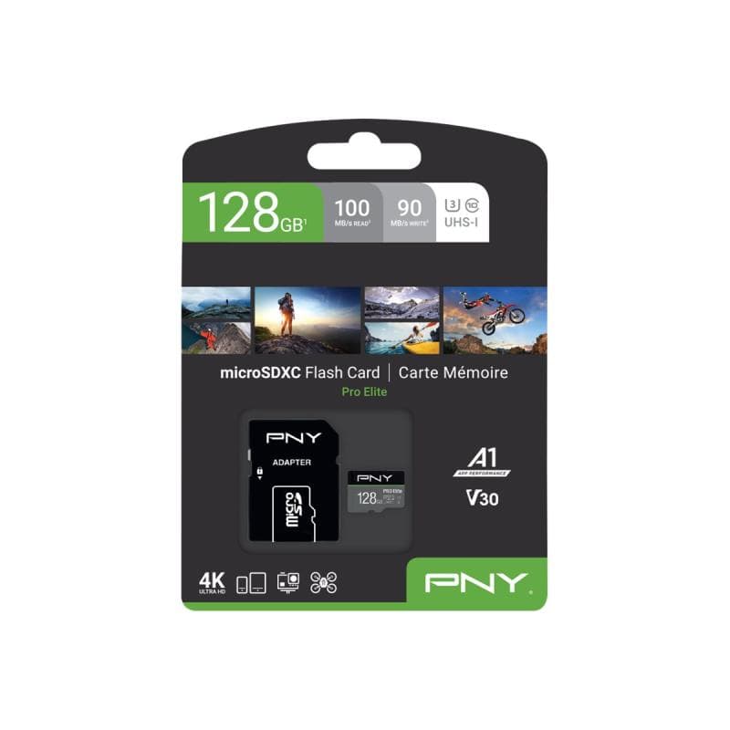 PNY MICRO-SD Card PRO ELITE 128GB Class 10 XC UHS I U3 A1 V30 SD adapter