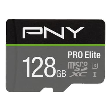 PNY MICRO-SD Card PRO ELITE 128GB Class 10 XC UHS I U3 A1 V30 SD adapter