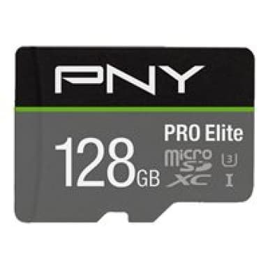 PNY MICRO-SD Card PRO ELITE 128GB Class 10 XC UHS I U3 A1 V30 SD adapter