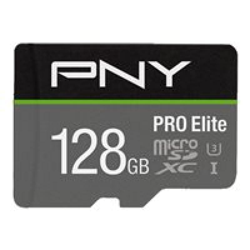 PNY MICRO-SD Card PRO ELITE 128GB Class 10 XC UHS I U3 A1 V30 SD adapter
