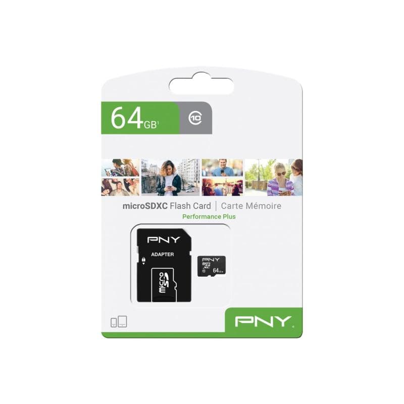 PNY Micro SD Card Performance Plus 64GB XC Class 10 SD adapter