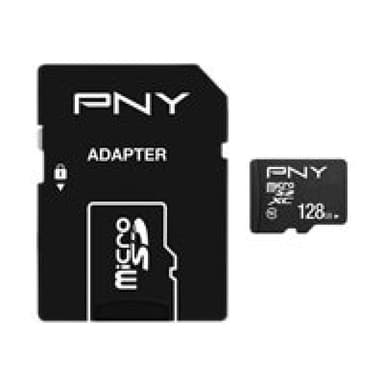 PNY Micro SD Card Performance Plus 128GB XC Class 10 SD adapter