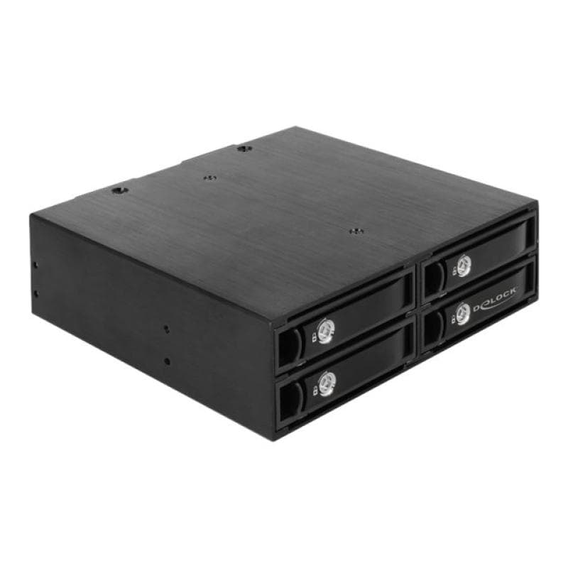 DELOCK 13,35cm 5.25Zoll Wechselrahmen für 4 x 6,35cm 2,5Zoll SATA / SAS HDD / SSD 12 Gb/s