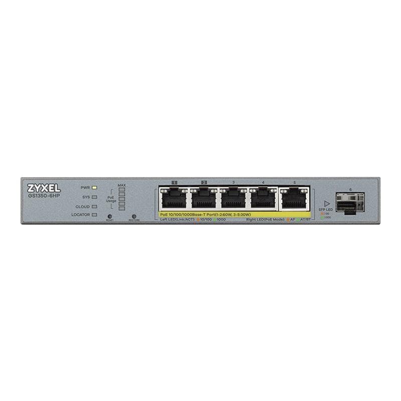 ZYXEL Switch 6x GS1350-6HP PoE long range 60W 802.3BT