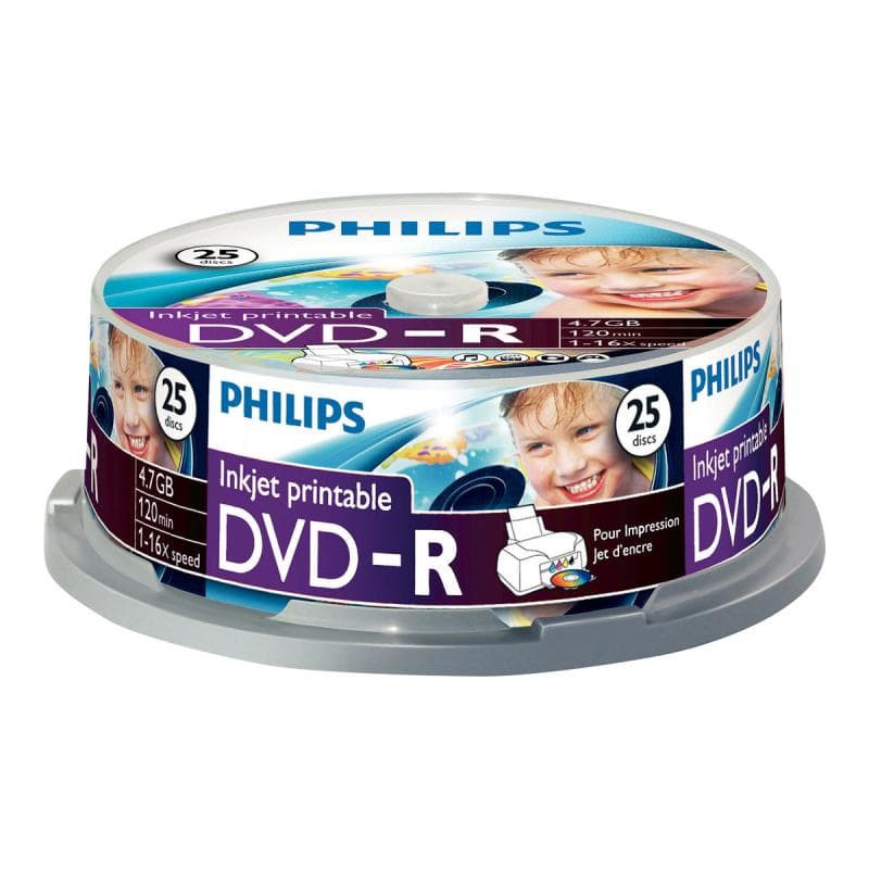 PHILIPS 25xDVD-R printable 4,7GB 120Min 16x CakeBox