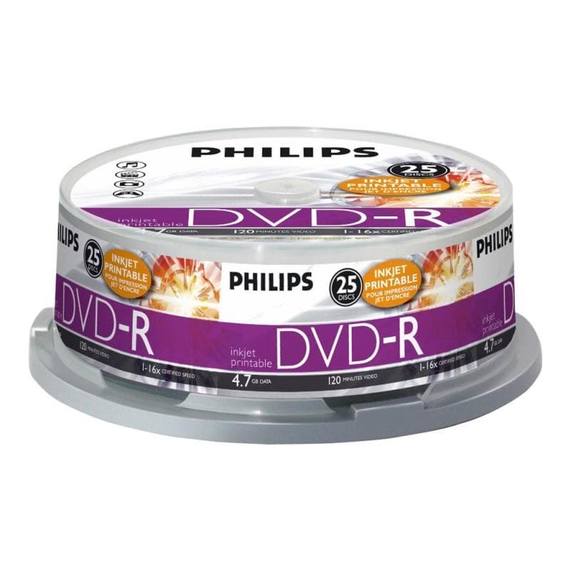 PHILIPS 25xDVD-R printable 4,7GB 120Min 16x CakeBox