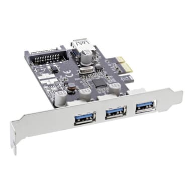 INLINE ® Schnittstellenkarte, 3x+1x USB 3.0, PCIe, mit SATA Stromanschluss, inkl. Low-Profile Slotbl