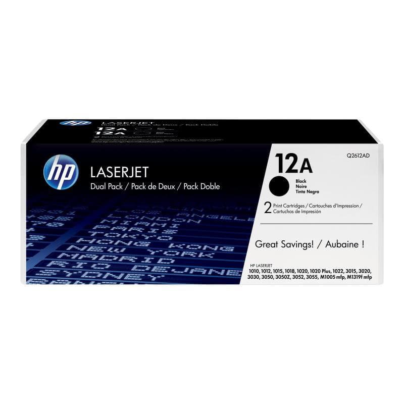 HP 12A 2er Pack Schwarz LaserJet Tonerpatrone (Q2612AD)