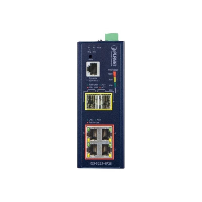 PLANET TECHNOLOGY Planet IGS-5225-4P2S L2+ Industrial 4-Port GB 802.3at PoE +