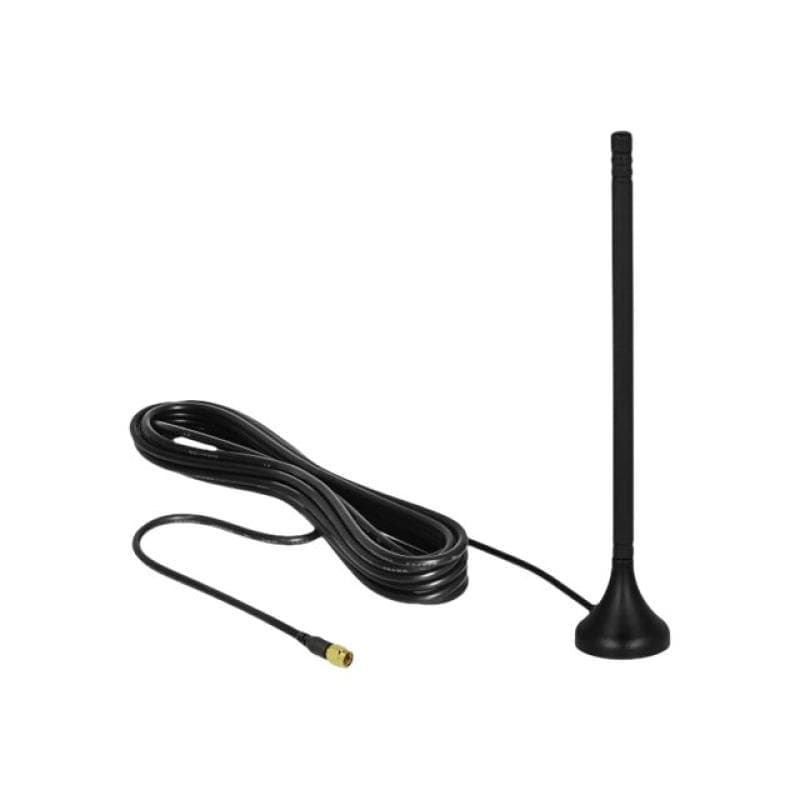DELOCK LTE Antenne SMA Stecker 3 - 5 dBi 12,5 cm starr omnidirektional mit magnetischem Standfuss un
