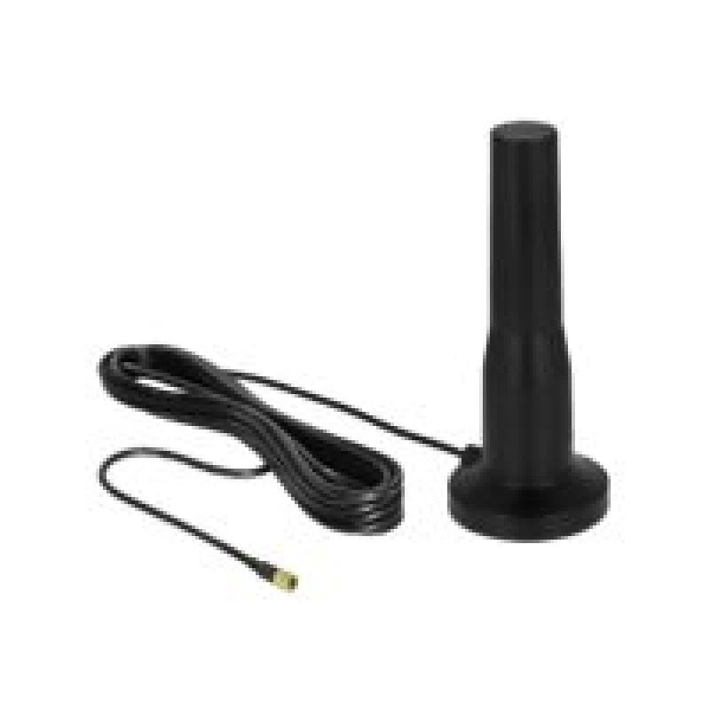 DELOCK LTE Antenne SMA Stecker 3 - 5 dBi 12 cm starr omnidirektional mit magnetischem Standfuss und